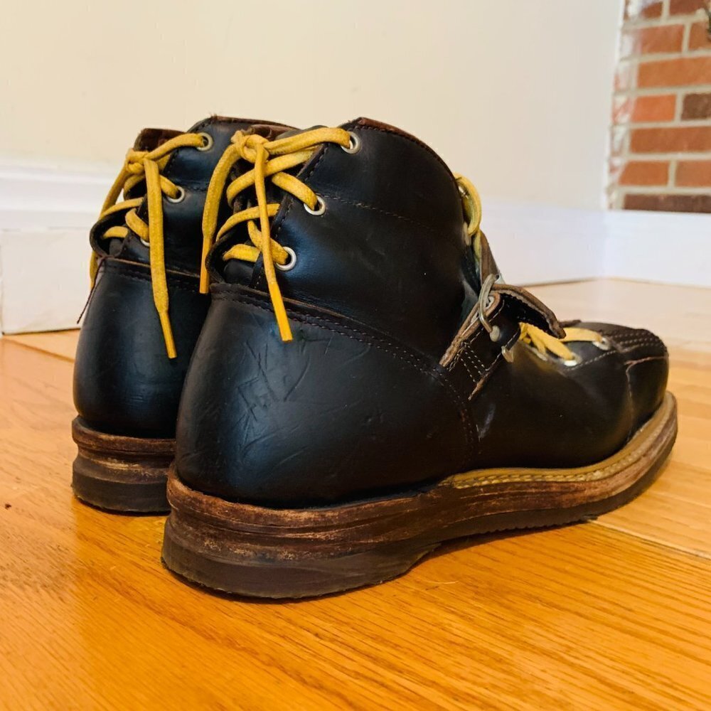 VINTAGE JC Higgins WW2 US Ski Mountain Leather Boots Steampunk - Picture 7 of 16